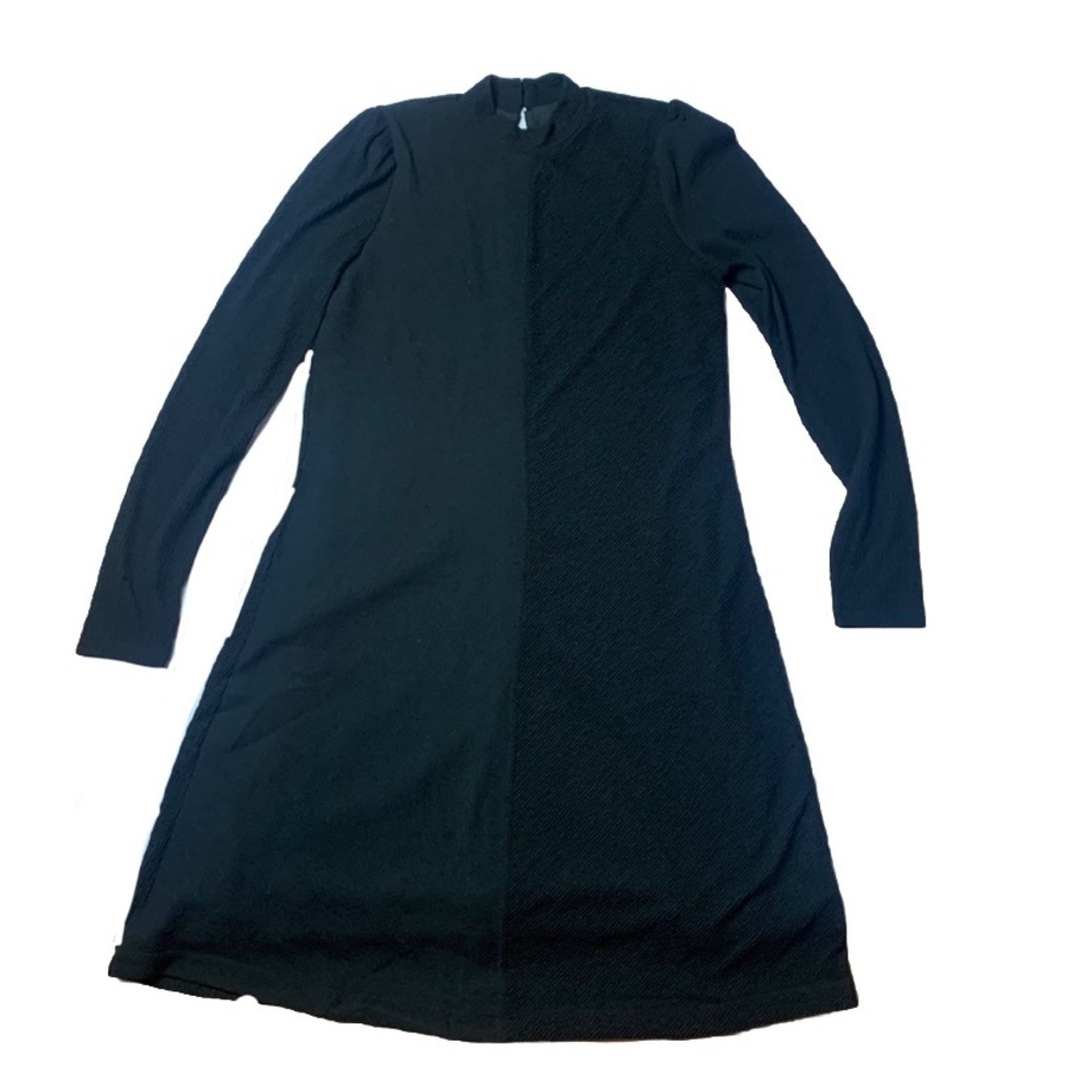 DownEast Black Dress Size Medium Long Sleeve Textured Fabric